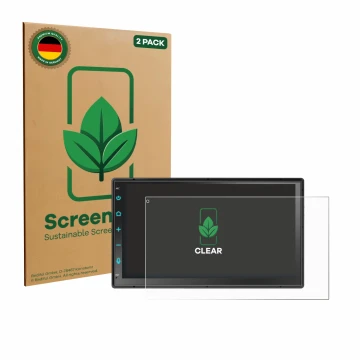 Parte frontale di una confezione del prodotto con il logo del marchio ScreenLeaf. Accanto è raffigurato il dispositivo Atoto F