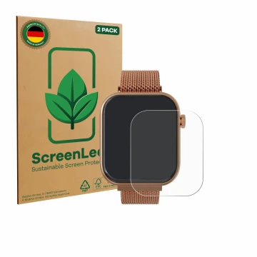 Parte frontale di una confezione del prodotto con il logo del marchio ScreenLeaf. Accanto è raffigurato il dispositivo Techmad