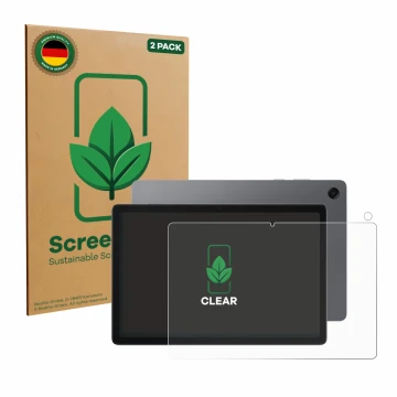 Parte frontale di una confezione del prodotto con il logo del marchio ScreenLeaf. Accanto è raffigurato il dispositivo Samsung