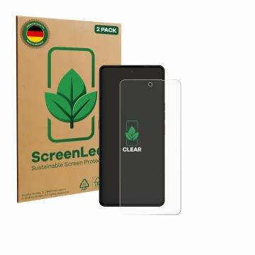 Parte frontale di una confezione del prodotto con il logo del marchio ScreenLeaf. Accanto è raffigurato il dispositivo Gigaset