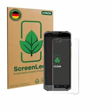 Parte frontale di una confezione del prodotto con il logo del marchio ScreenLeaf. Accanto è raffigurato il dispositivo Newland