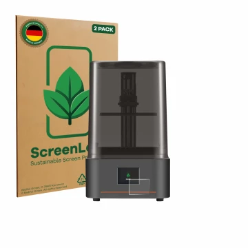 Parte frontale di una confezione del prodotto con il logo del marchio ScreenLeaf. Accanto è raffigurato il dispositivo Anycubi