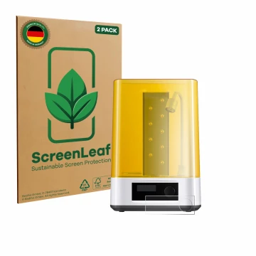 Parte frontale di una confezione del prodotto con il logo del marchio ScreenLeaf. Accanto è raffigurato il dispositivo Anycubi