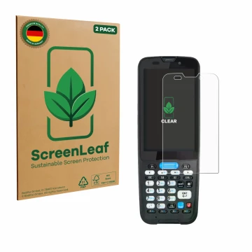Parte frontale di una confezione del prodotto con il logo del marchio ScreenLeaf. Accanto è raffigurato il dispositivo Unitech
