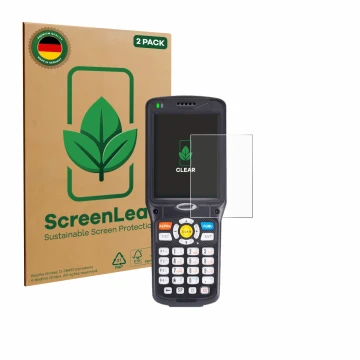 Parte frontale di una confezione del prodotto con il logo del marchio ScreenLeaf. Accanto è raffigurato il dispositivo Unitech