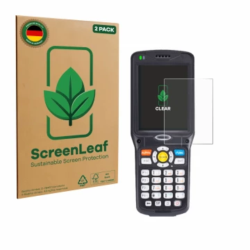 Parte frontale di una confezione del prodotto con il logo del marchio ScreenLeaf. Accanto è raffigurato il dispositivo Unitech