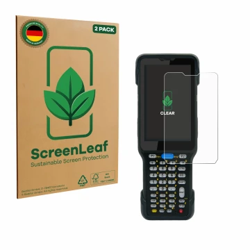 Parte frontale di una confezione del prodotto con il logo del marchio ScreenLeaf. Accanto è raffigurato il dispositivo Unitech