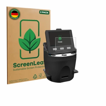 Parte frontale di una confezione del prodotto con il logo del marchio ScreenLeaf. Accanto è raffigurato il dispositivo Kodak S