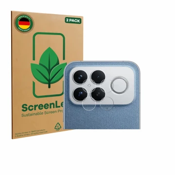 Parte frontale di una confezione del prodotto con il logo del marchio ScreenLeaf. Accanto è raffigurato il dispositivo Xiaomi 