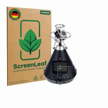 Parte frontale di una confezione del prodotto con il logo del marchio ScreenLeaf. Accanto è raffigurato il dispositivo Zoom H3