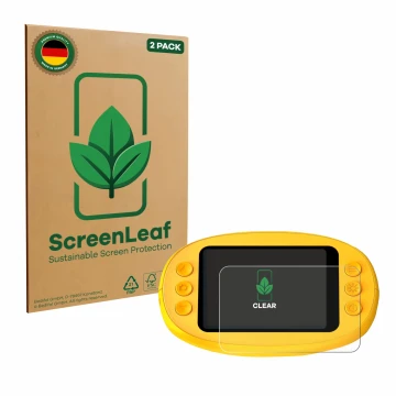 Parte frontale di una confezione del prodotto con il logo del marchio ScreenLeaf. Accanto è raffigurato il dispositivo Ashfly 