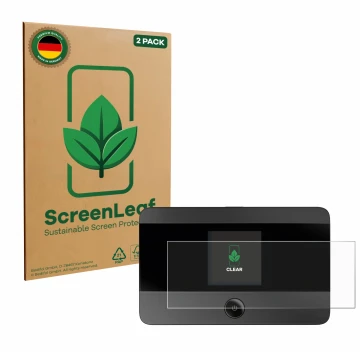 Parte frontale di una confezione del prodotto con il logo del marchio ScreenLeaf. Accanto è raffigurato il dispositivo TP-Link
