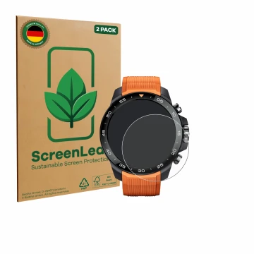 Parte frontale di una confezione del prodotto con il logo del marchio ScreenLeaf. Accanto è raffigurato il dispositivo Xiaomi 