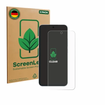 Parte frontale di una confezione del prodotto con il logo del marchio ScreenLeaf. Accanto è raffigurato il dispositivo Oppo F3