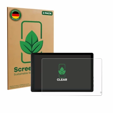 Parte frontale di una confezione del prodotto con il logo del marchio ScreenLeaf. Accanto è raffigurato il dispositivo Laptok 