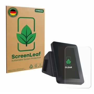 Parte frontale di una confezione del prodotto con il logo del marchio ScreenLeaf. Accanto è raffigurato il dispositivo Anycubi