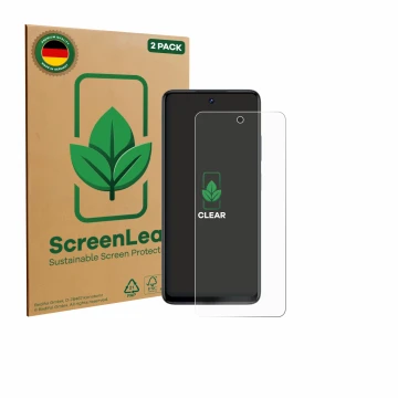 Parte frontale di una confezione del prodotto con il logo del marchio ScreenLeaf. Accanto è raffigurato il dispositivo Philips