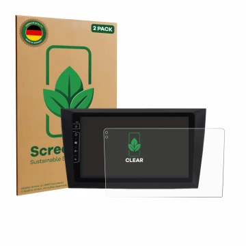 Parte frontale di una confezione del prodotto con il logo del marchio ScreenLeaf. Accanto è raffigurato il dispositivo Dynavin