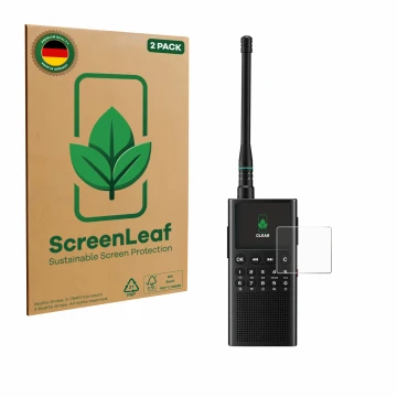 Parte frontale di una confezione del prodotto con il logo del marchio ScreenLeaf. Accanto è raffigurato il dispositivo Choyong