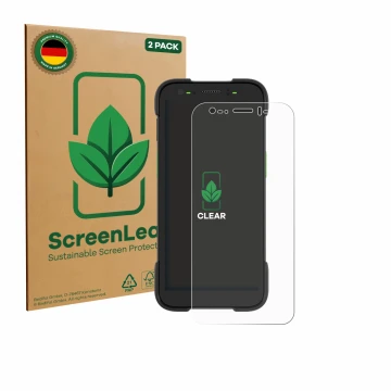 Parte frontale di una confezione del prodotto con il logo del marchio ScreenLeaf. Accanto è raffigurato il dispositivo Zebra T