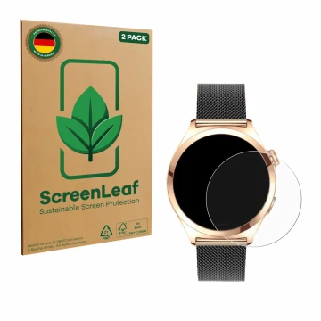 Parte frontale di una confezione del prodotto con il logo del marchio ScreenLeaf. Accanto è raffigurato il dispositivo Niolina