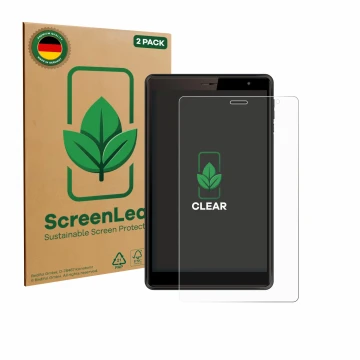 Parte frontale di una confezione del prodotto con il logo del marchio ScreenLeaf. Accanto è raffigurato il dispositivo Logicom