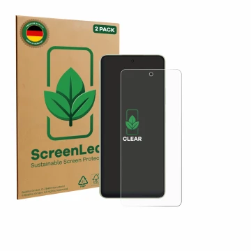 Parte frontale di una confezione del prodotto con il logo del marchio ScreenLeaf. Accanto è raffigurato il dispositivo Oppo A5