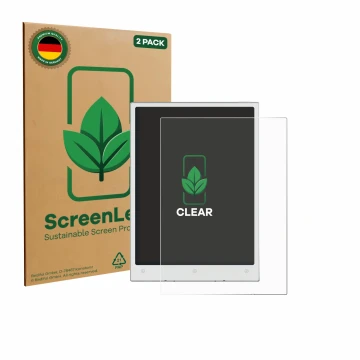 Parte frontale di una confezione del prodotto con il logo del marchio ScreenLeaf. Accanto è raffigurato il dispositivo Viwoods