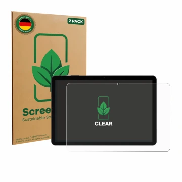 Parte frontale di una confezione del prodotto con il logo del marchio ScreenLeaf. Accanto è raffigurato il dispositivo Doogee 