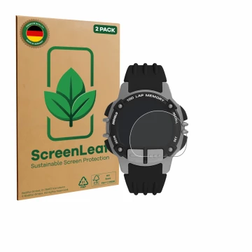 Parte frontale di una confezione del prodotto con il logo del marchio ScreenLeaf. Accanto è raffigurato il dispositivo Timex I