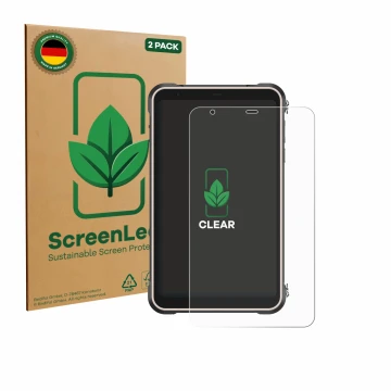 Parte frontale di una confezione del prodotto con il logo del marchio ScreenLeaf. Accanto è raffigurato il dispositivo Ulefone