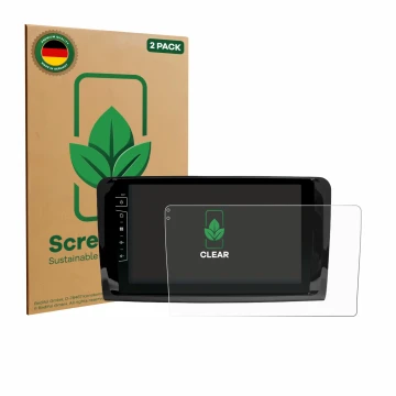Parte frontale di una confezione del prodotto con il logo del marchio ScreenLeaf. Accanto è raffigurato il dispositivo Dynavin