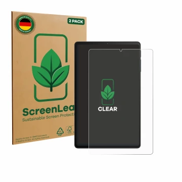 Parte frontale di una confezione del prodotto con il logo del marchio ScreenLeaf. Accanto è raffigurato il dispositivo Xiaomi 