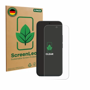 Parte frontale di una confezione del prodotto con il logo del marchio ScreenLeaf. Accanto è raffigurato il dispositivo Vivo V7