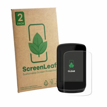 Parte frontale di una confezione del prodotto con il logo del marchio ScreenLeaf. Accanto è raffigurato il dispositivo Magene 