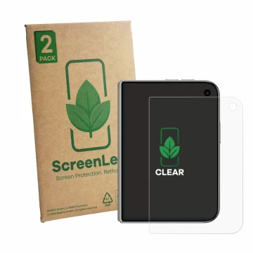 Parte frontale di una confezione del prodotto con il logo del marchio ScreenLeaf. Accanto è raffigurato il dispositivo Apple i