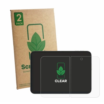 Parte frontale di una confezione del prodotto con il logo del marchio ScreenLeaf. Accanto è raffigurato il dispositivo Apple i