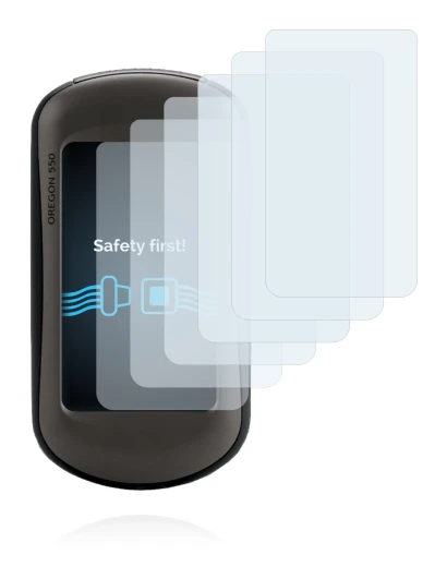 Immagine del dispositivo Garmin Oregon 550 con un'ampia varietà di protezioni per lo schermo.
