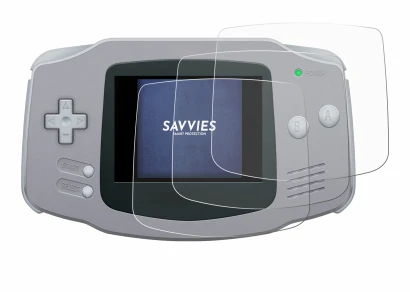 Immagine del dispositivo Nintendo Gameboy Advance GBA con un'ampia varietà di protezioni per lo schermo.