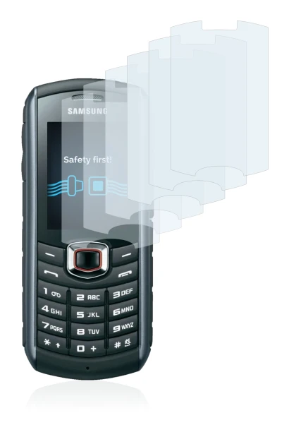 Immagine del dispositivo Samsung B2710 con un'ampia varietà di protezioni per lo schermo.