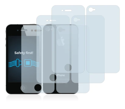 Immagine del dispositivo Apple iPhone 4S (Fronte+Retro) con un'ampia varietà di protezioni per lo schermo.