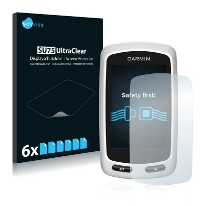 Parte frontale di una confezione del prodotto con il logo del marchio Savvies. Accanto è raffigurato il dispositivo Garmin Edg