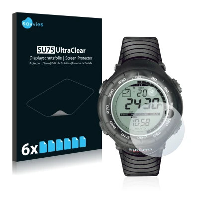 Parte frontale di una confezione del prodotto con il logo del marchio Savvies. Accanto è raffigurato il dispositivo Suunto Vec