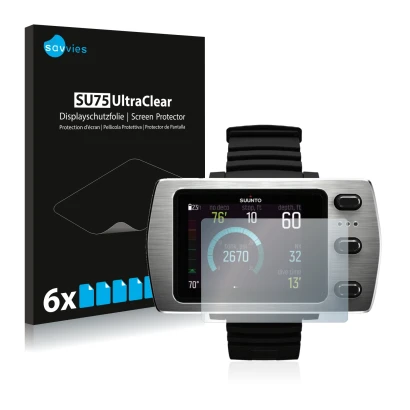 Parte frontale di una confezione del prodotto con il logo del marchio Savvies. Accanto è raffigurato il dispositivo Suunto Eon