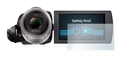 Immagine del dispositivo Sony FDR-AX53 con un'ampia varietà di protezioni per lo schermo.