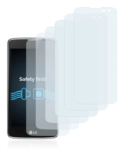 Immagine del dispositivo LG K7 (solo per la telecamera a destra) con un'ampia varietà di protezioni per lo schermo.