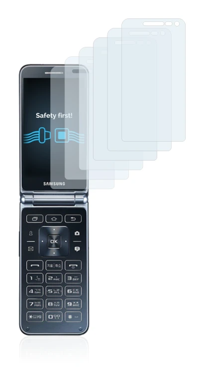 Immagine del dispositivo Samsung Galaxy Folder 2 con un'ampia varietà di protezioni per lo schermo.