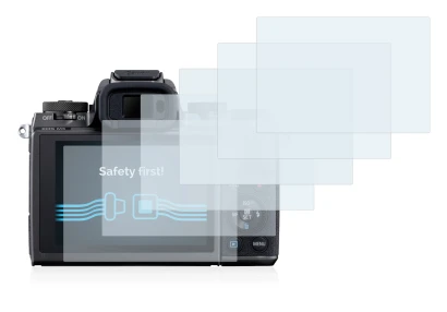 Immagine del dispositivo Canon EOS M5 con un'ampia varietà di protezioni per lo schermo.