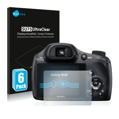 Parte frontale di una confezione del prodotto con il logo del marchio Savvies. Accanto è raffigurato il dispositivo Sony Cyber