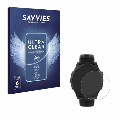 Parte frontale di una confezione del prodotto con il logo del marchio Savvies. Accanto è raffigurato il dispositivo Garmin For